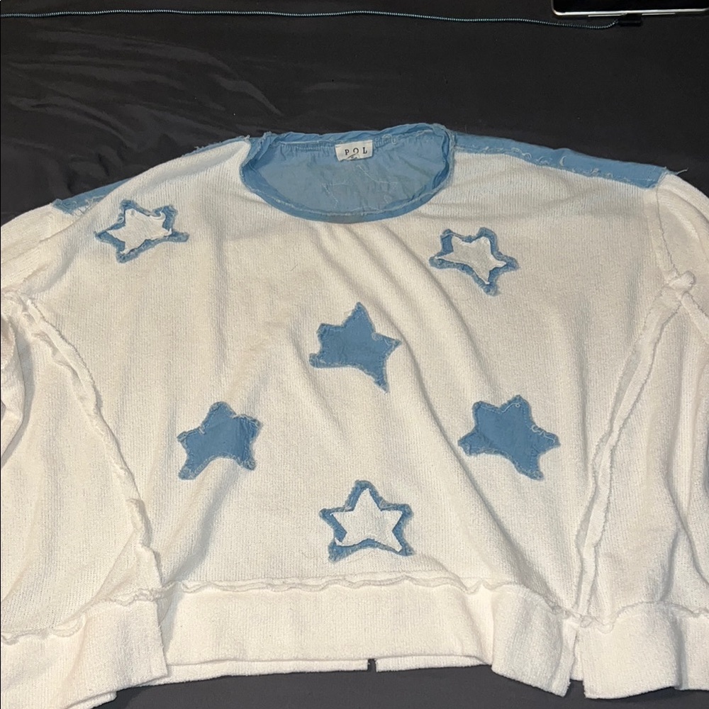 POL White and Blue Star Sweatshirt